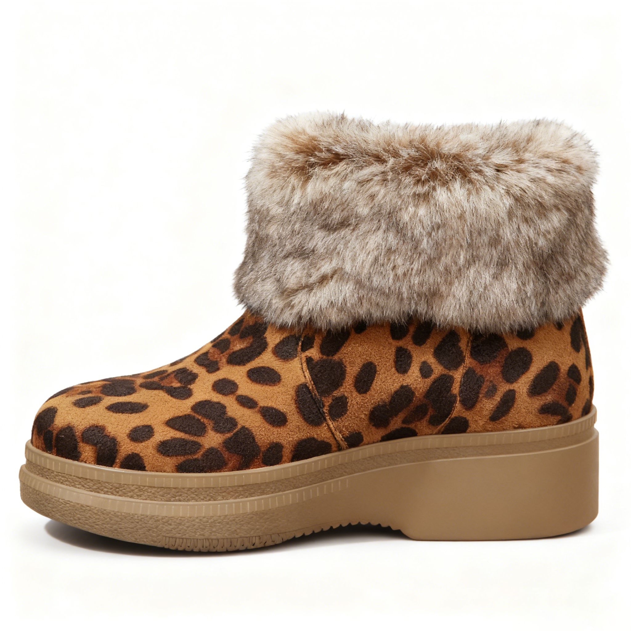 Women's Platform Winter Boots Fashion Plush Suede Mid Calf Snow Ankle Booties