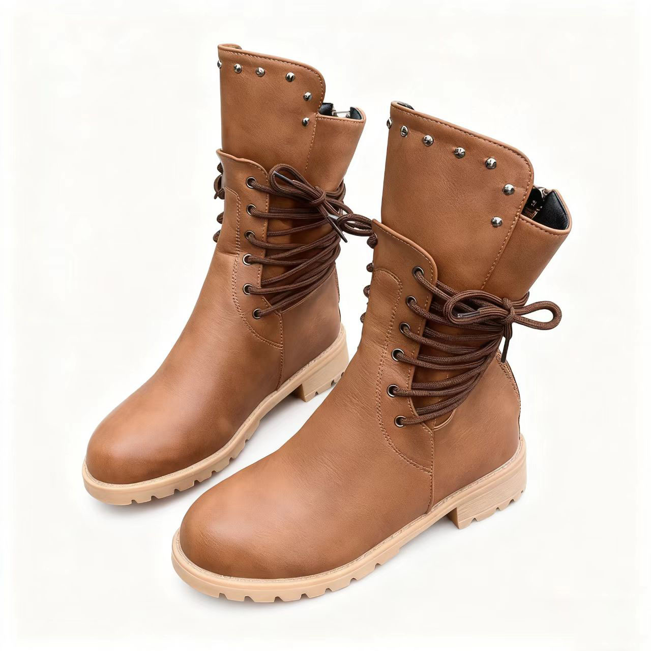 (⏳NOW ON: 60% OFF Sale! 🔥)Ladies' rivet low-heeled ankle boots