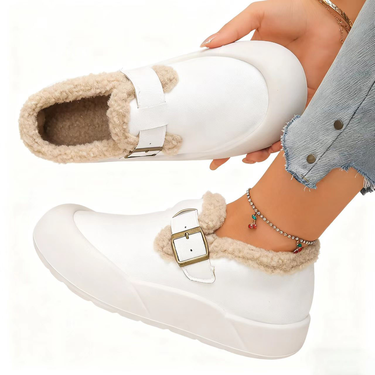 (⏳NOW ON: 60% OFF Sale! 🔥)Womens Winter Shoes, Keep Warm Fleece Lined Thick Sole Winter Casual Outdoor Booties