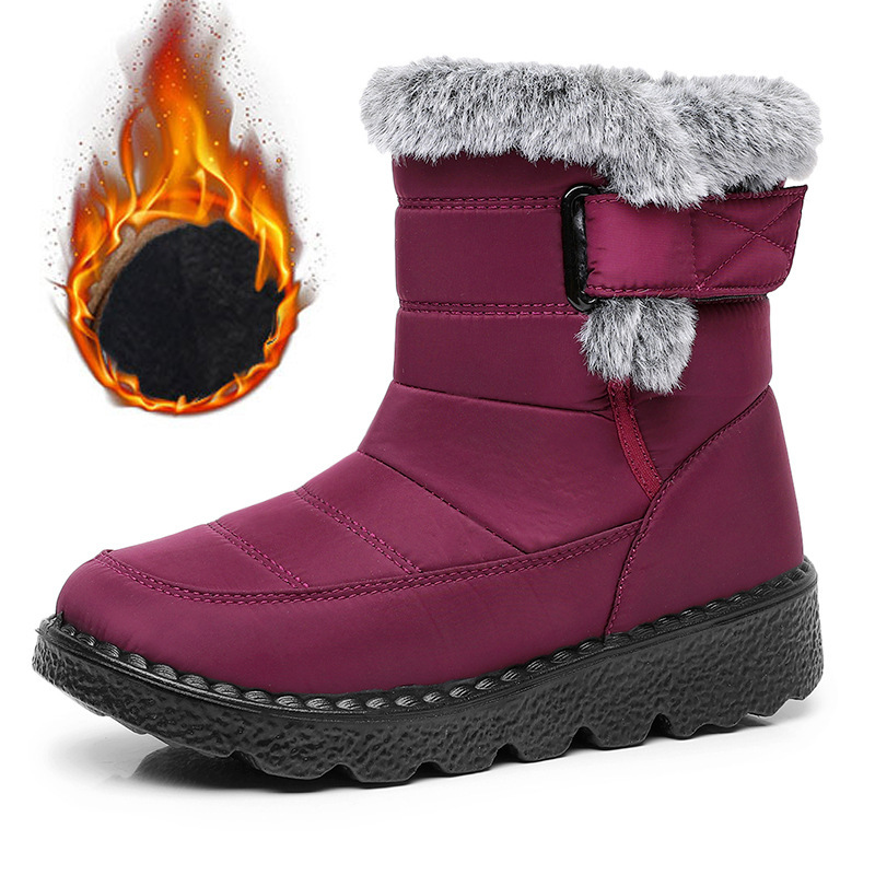 Women's Snow Boots Faux Fur Long Plush Platform Ankle Boots Waterproof Warm Cotton Winter Boots