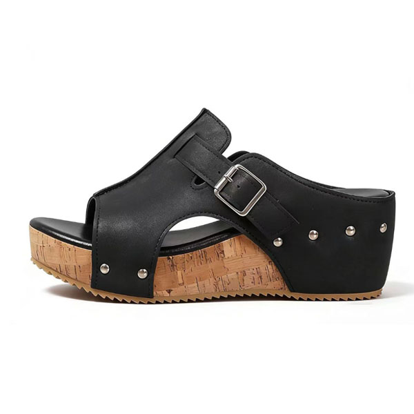 New Summer Platform Roman Sandals for Women, Studded Wedge Heels with Magic Tape