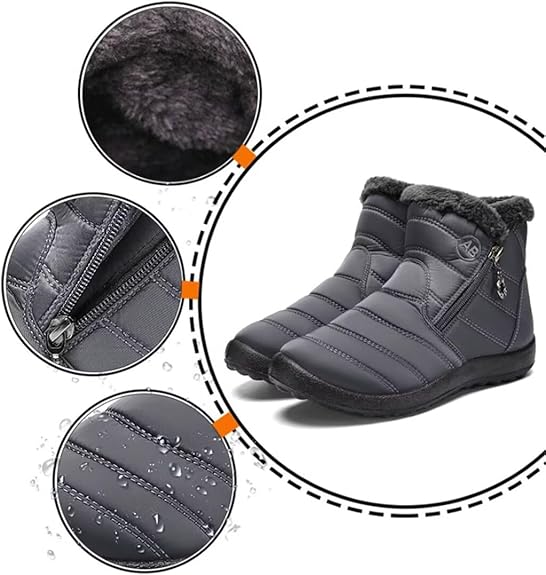 (⏳NOW ON: 60% OFF Sale! 🔥)Winter Boots Women Short Plush Snow Boots Women Keep Warm Ankle Boots Solid Platform Flat Ladies Fashion Lace Up Shoes