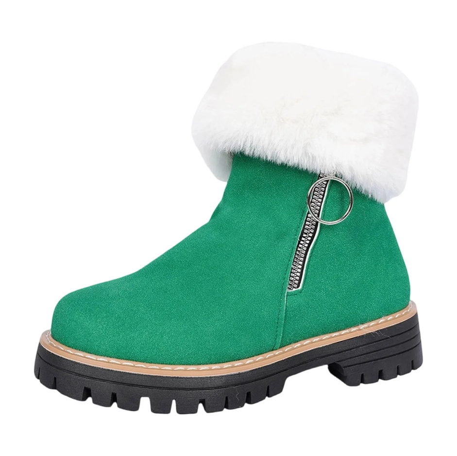 Chunky Women Boots Footwear Furry Beige Ankle Comfortable