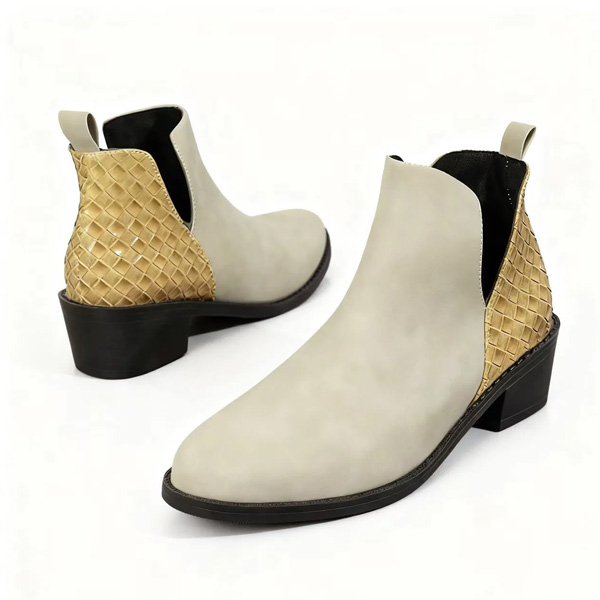 (⏳NOW ON: 70% OFF Sale! 🔥)Slip On Ankle Booties for Women,Side Zipper V Cut Lightweight Ankle Boots Low Heel Almond Toe Vintage Suede Short Boots Comfortable Daily Walking Low Heels for Ladies