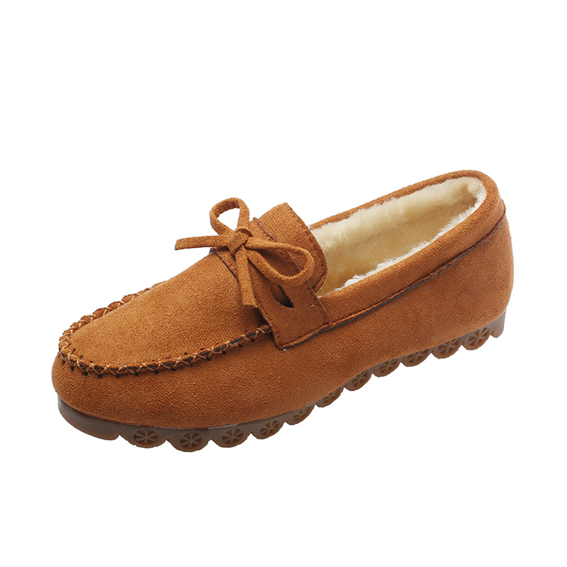 (⏳NOW ON: 60% OFF Sale! 🔥)Suede Moccasin Slippers Women's Warm Comfortable Low-Top Plush Slippers Slip-on Super Soft Winter Indoor Outdoor Flat Shoes Cosy Bow-Knot Loafers Slippers
