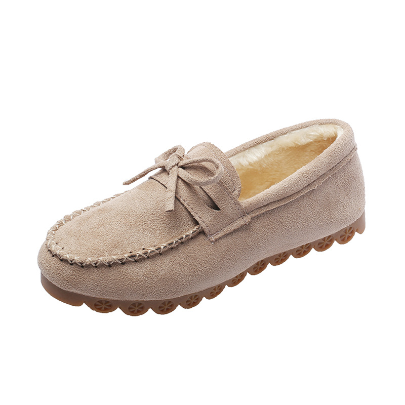 (⏳NOW ON: 60% OFF Sale! 🔥)Suede Moccasin Slippers Women's Warm Comfortable Low-Top Plush Slippers Slip-on Super Soft Winter Indoor Outdoor Flat Shoes Cosy Bow-Knot Loafers Slippers