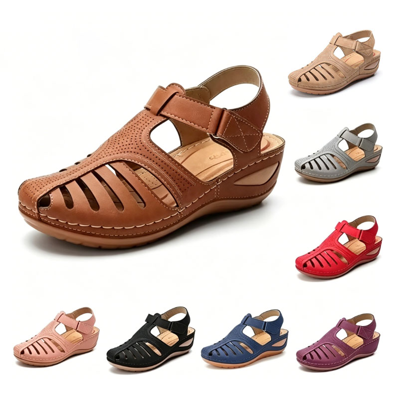 Women's Sandals High Wedge Heel Platform Buckle Sandal Ladies Faux Leather Summer Comfortable Non-Slip 