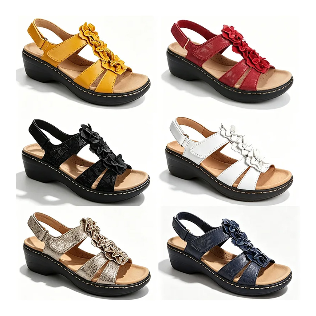 Women's Floral Print Platform Orthopedic Sandals— Arch Support — Ergonomic Design — Lightweight and Pain-Free with Every Step