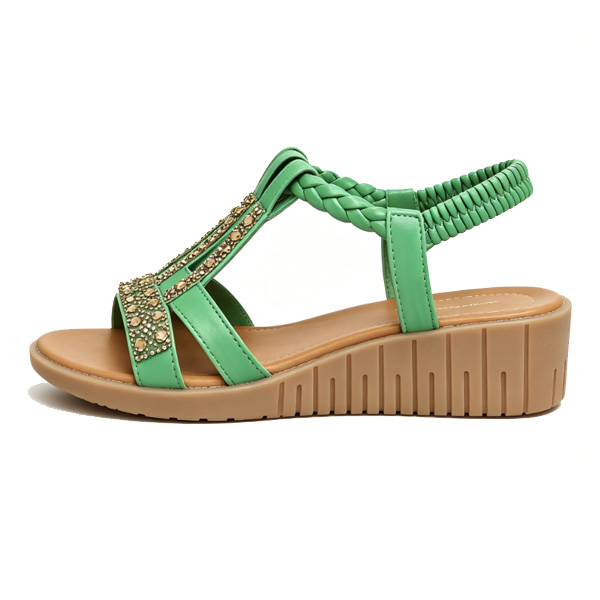 Sparkly Rhinestone Wedge Sandals with Arch Support & Easy Slip-On Fit