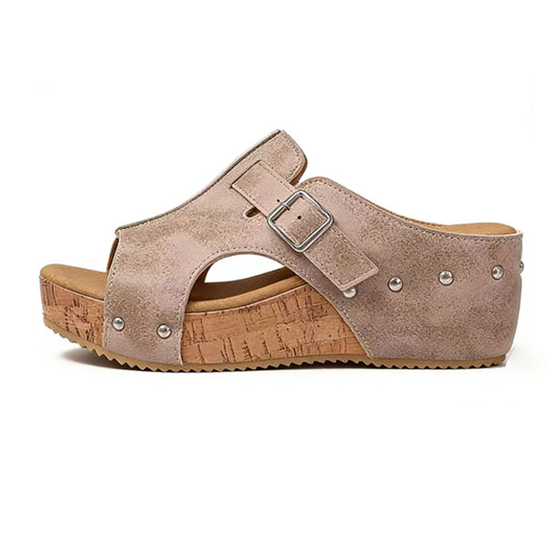 New Summer Platform Roman Sandals for Women, Studded Wedge Heels with Magic Tape