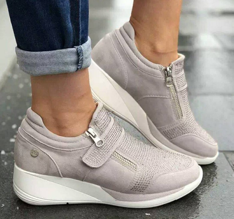 Wedge Heel Women’s Fashion Sneakers - Stylish Casual Sport Wedge Shoes for Daily Wear