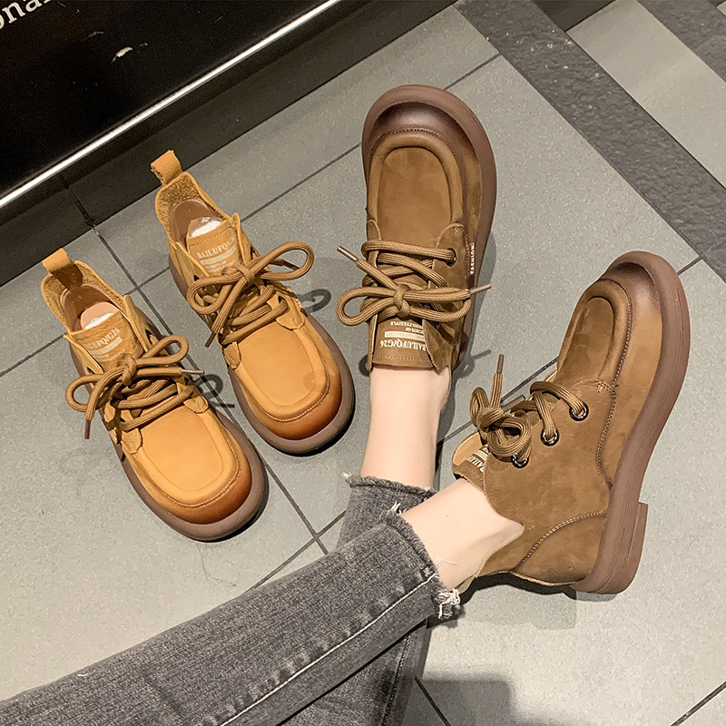 (⏳NOW ON: 50% OFF Sale! 🔥)Chic Women's Ankle Boots in Solid Color - Comfortable Lace-Up, Round Toe with Low Heel, Faux Cover