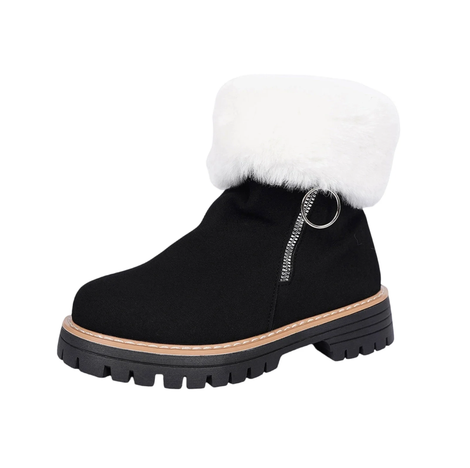 Chunky Women Boots Footwear Furry Beige Ankle Comfortable