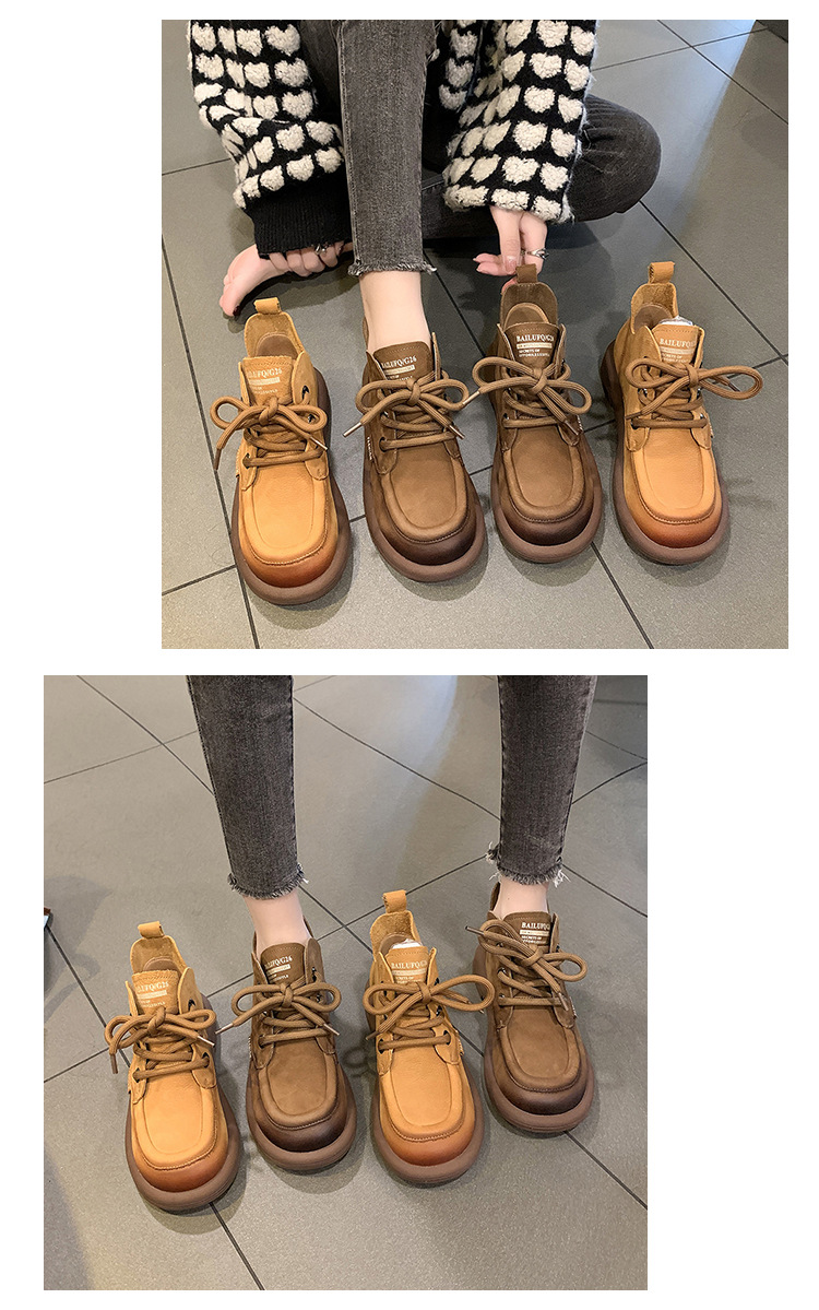 (⏳NOW ON: 50% OFF Sale! 🔥)Chic Women's Ankle Boots in Solid Color - Comfortable Lace-Up, Round Toe with Low Heel, Faux Cover