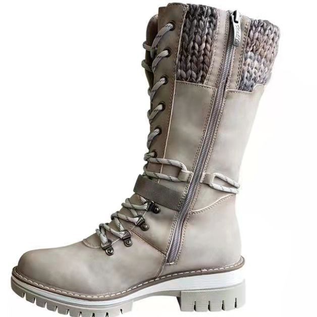 (⏳NOW ON: 60% OFF Sale! 🔥)Fleece large-sized slimming belt-buckle round-toed knight boots