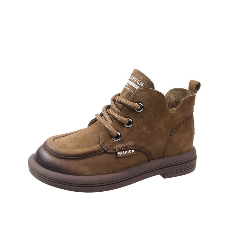 (⏳NOW ON: 50% OFF Sale! 🔥)Chic Women's Ankle Boots in Solid Color - Comfortable Lace-Up, Round Toe with Low Heel, Faux Cover