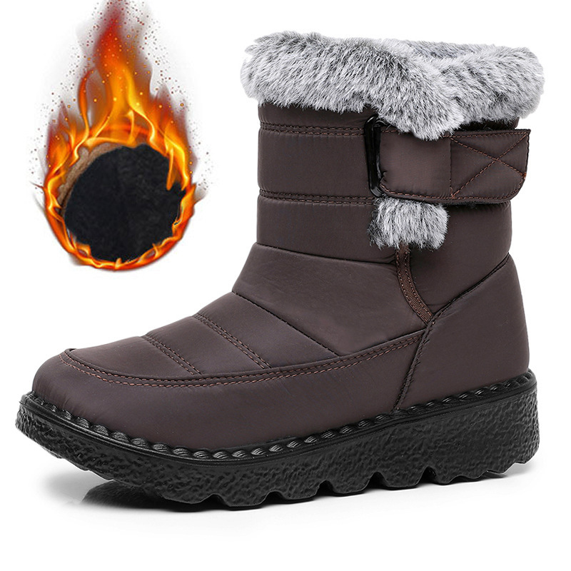 Women's Snow Boots Faux Fur Long Plush Platform Ankle Boots Waterproof Warm Cotton Winter Boots