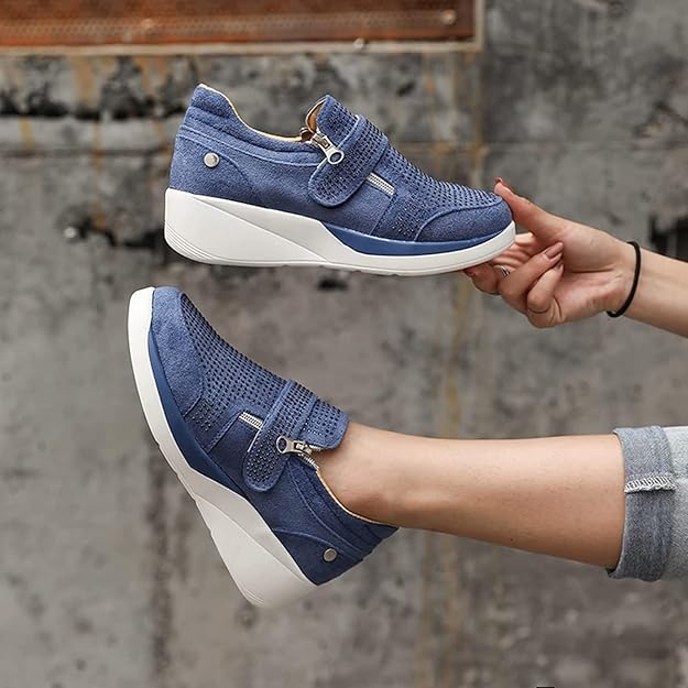 Wedge Heel Women’s Fashion Sneakers - Stylish Casual Sport Wedge Shoes for Daily Wear