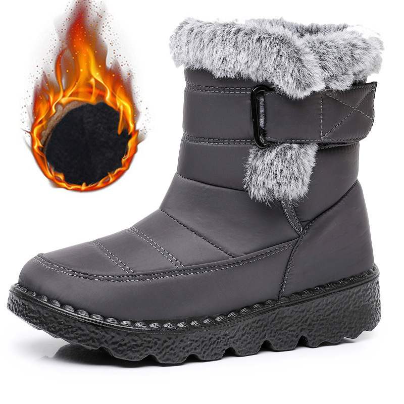 Women's Snow Boots Faux Fur Long Plush Platform Ankle Boots Waterproof Warm Cotton Winter Boots