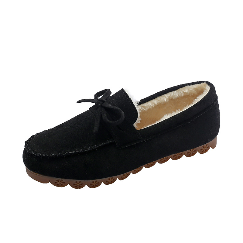 (⏳NOW ON: 60% OFF Sale! 🔥)Suede Moccasin Slippers Women's Warm Comfortable Low-Top Plush Slippers Slip-on Super Soft Winter Indoor Outdoor Flat Shoes Cosy Bow-Knot Loafers Slippers