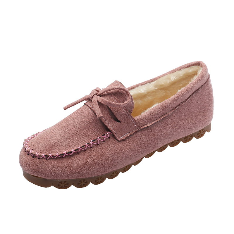 (⏳NOW ON: 60% OFF Sale! 🔥)Suede Moccasin Slippers Women's Warm Comfortable Low-Top Plush Slippers Slip-on Super Soft Winter Indoor Outdoor Flat Shoes Cosy Bow-Knot Loafers Slippers