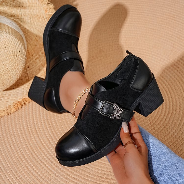 Cute Buckle-Accent Block Heel Shoes – Stylish & Easy to Wear Daily