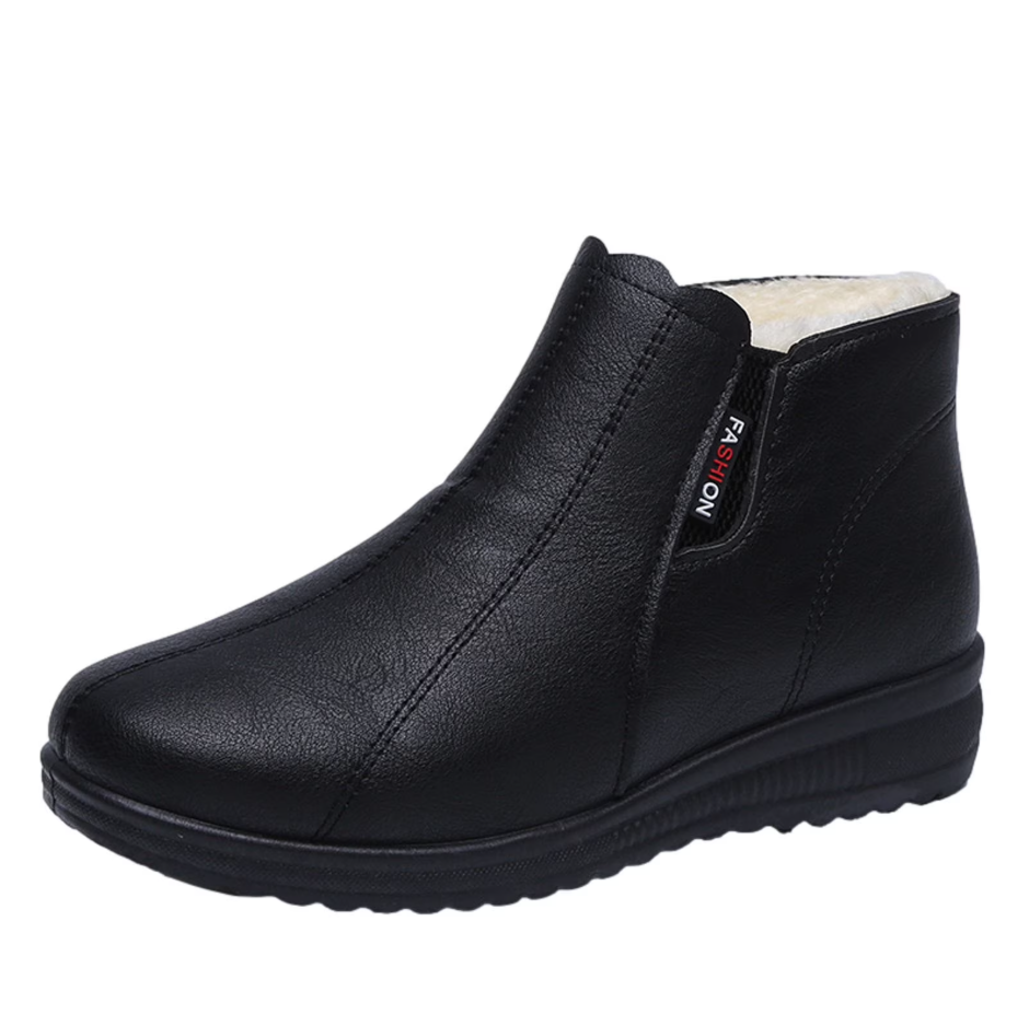Women’s Cozy Winter Boots for Seniors – Soft Non-Slip Sole, Warm Fleece Lining, Easy-On Short Booties for Elderly Moms
