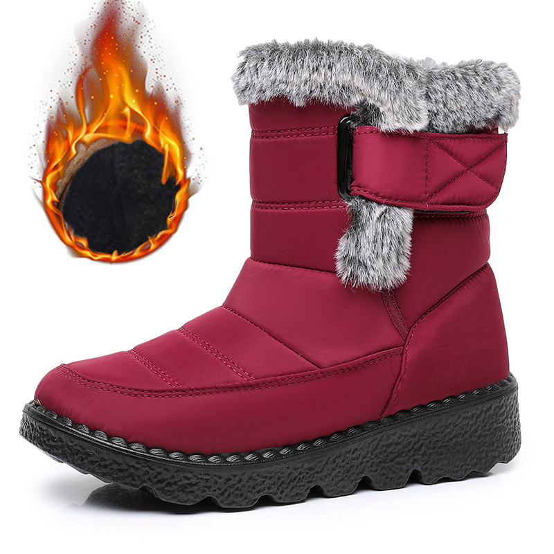 Women's Snow Boots Faux Fur Long Plush Platform Ankle Boots Waterproof Warm Cotton Winter Boots