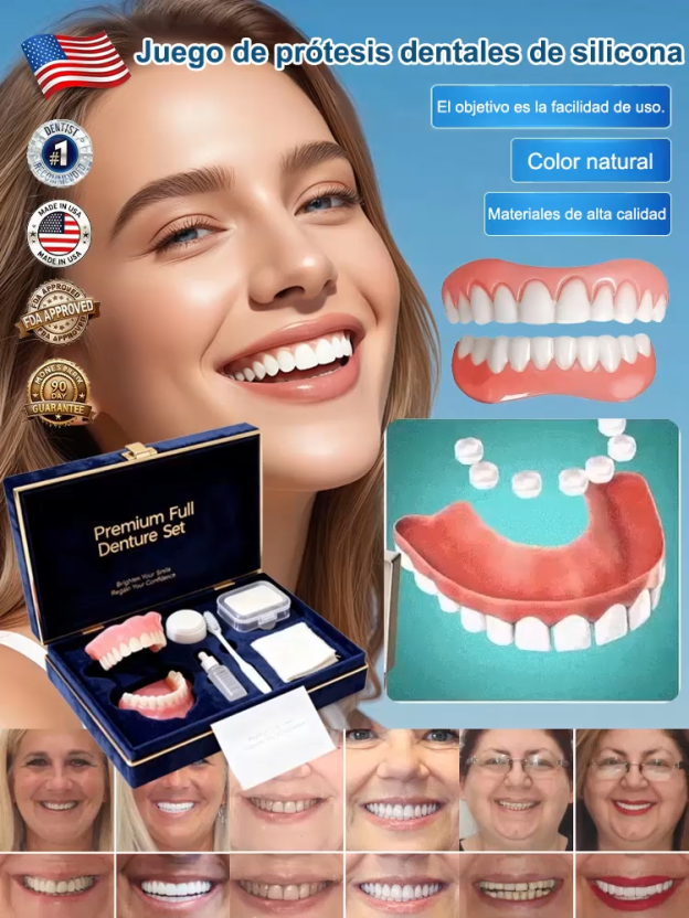 [Hecho en EE. UU., certificado por la FDA] Juego de dentadura postiza completa a medida
