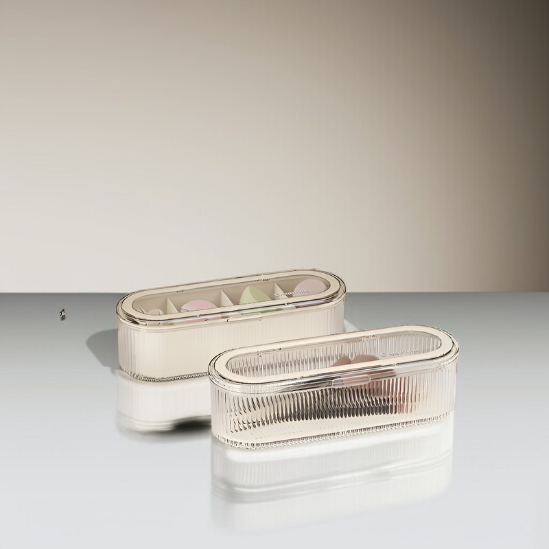 Caja organizadora transparente para pinceles de maquillaje con tapa, a prueba de polvo