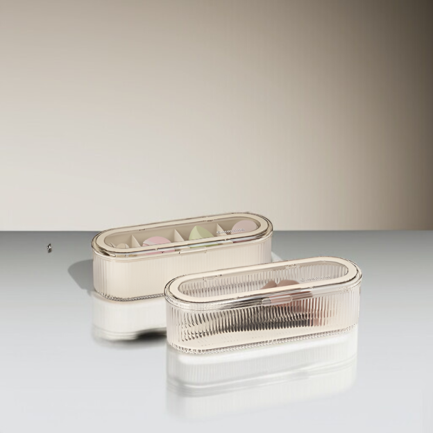 Caja organizadora transparente para pinceles de maquillaje con tapa, a prueba de polvo