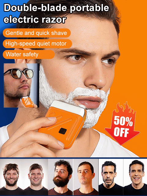 Double-head portable electric shaver