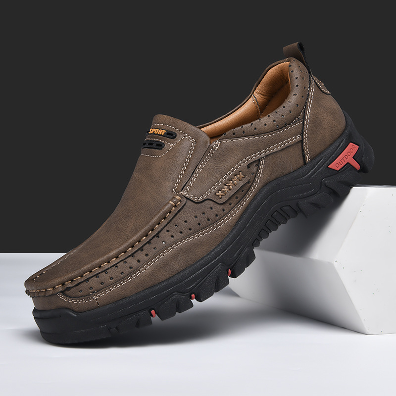 Mitchell Shoes Men's Non-slip Walking Leather Lightweight Breathable Casual Loafers