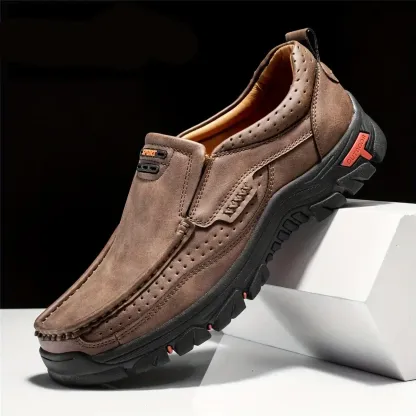 Mitchell Shoes Men's Non-slip Walking Leather Lightweight Breathable Casual Loafers