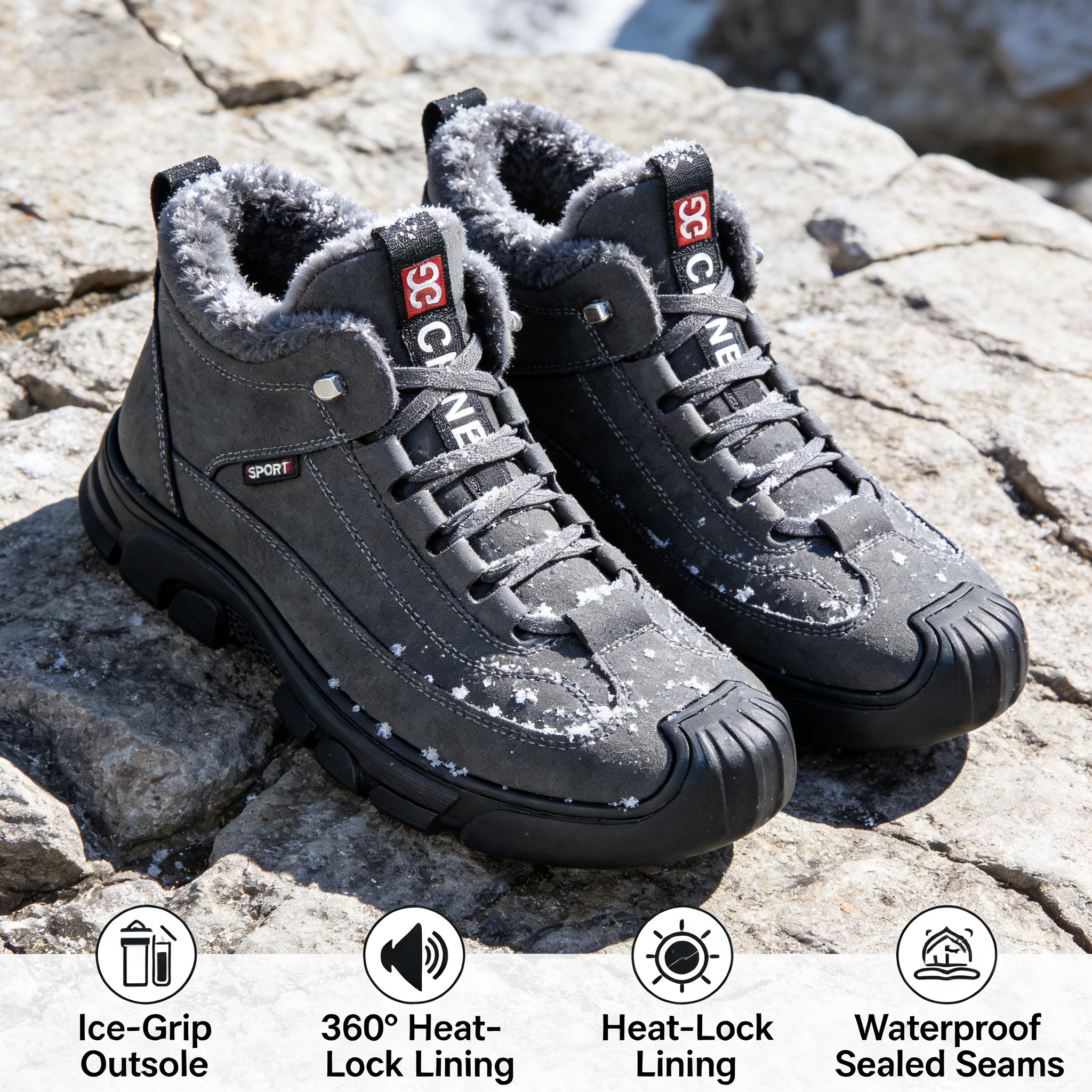 ❄️ArcticWalk Men's Winter Boots - Fur Lined, Waterproof Snow Hiking Shoes for Extreme Warmth & Comfort