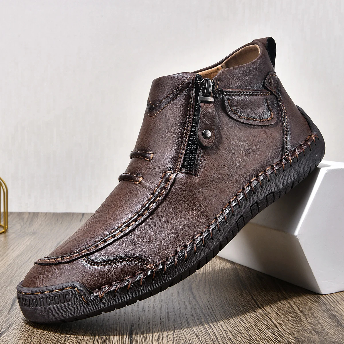⏰ Limited-Time 70% OFF – Men’s Handmade Leather Driving Boots | Wide Toe, Arch Support, Waterproof, Pressure Relief, Non-Slip Comfort for Everyday & Travel
