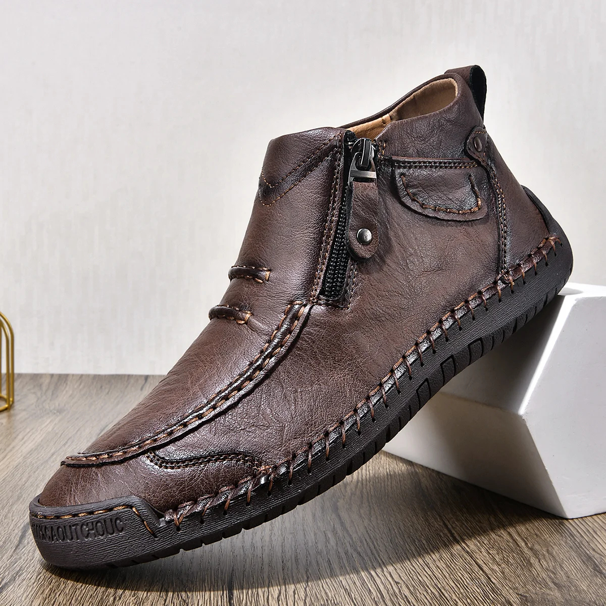⏰ Limited-Time 70% OFF – Men’s Handmade Leather Driving Boots | Wide Toe, Arch Support, Waterproof, Pressure Relief, Non-Slip Comfort for Everyday & Travel