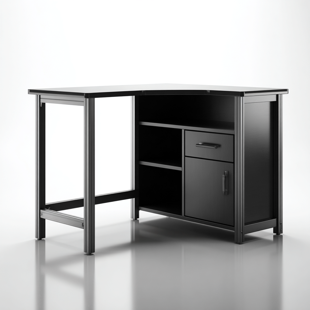 Schreibtisch aus Metall und Holz - 140x100x75 cm - Schwarz - Modernes Design-Warmthena