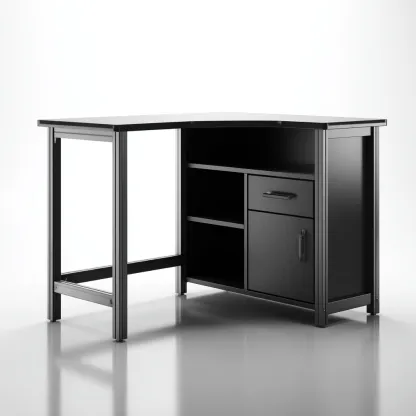 Schreibtisch aus Metall und Holz - 140x100x75 cm - Schwarz - Modernes Design-Warmthena