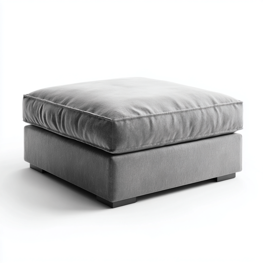 Fußhocker aus Leder 80x80x45 cm - grau - modernes minimalistisches Design-Warmthena