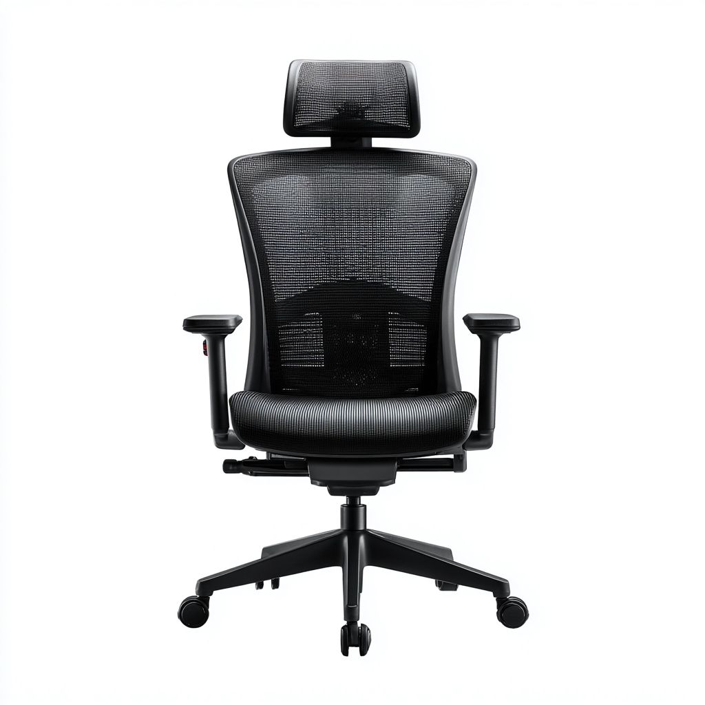 Bürostuhl Mesh 70x70x125 cm - Schwarz - ergonomisch mit Kopfstütze-Warmthena