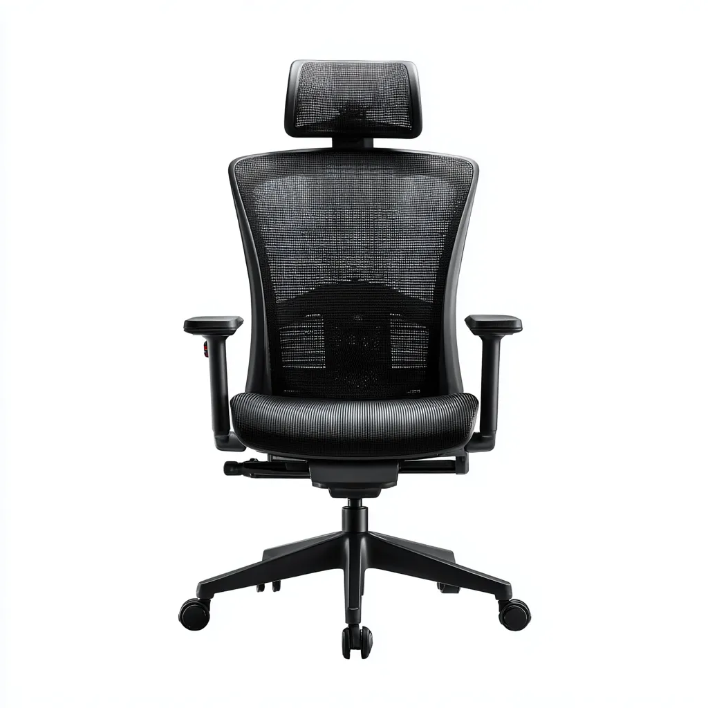 Bürostuhl Mesh 70x70x125 cm - Schwarz - ergonomisch mit Kopfstütze-Warmthena