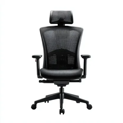 Bürostuhl Mesh 70x70x125 cm - Schwarz - ergonomisch mit Kopfstütze-Warmthena