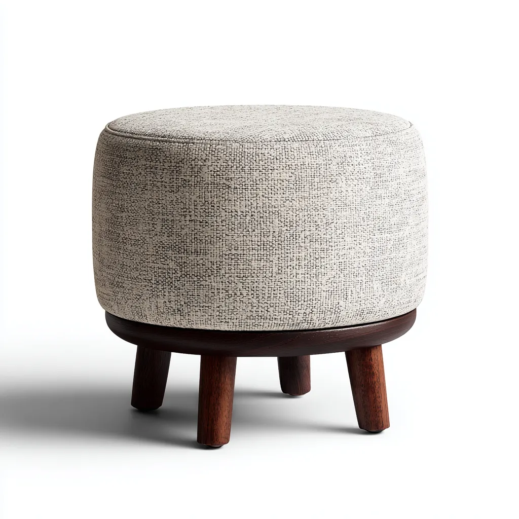 Fußhocker - Stoffbezug - 45x45x45 cm - Hellgrau - Moderner Stil mit Massivholzfüßen-Warmthena