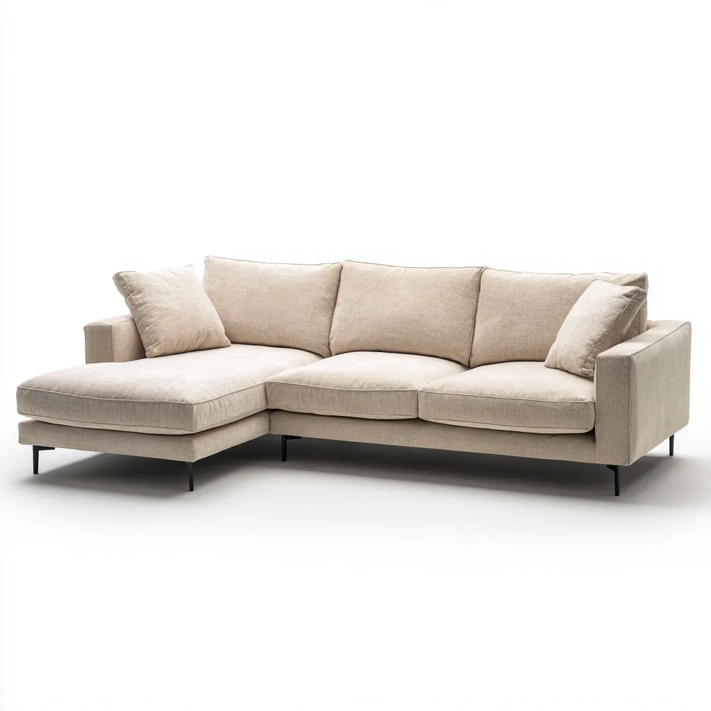 Ecksofa aus Stoff und Metall 260x160x85 cm - beige - modernes minimalistisches Design für Wohnzimmer-Warmthena