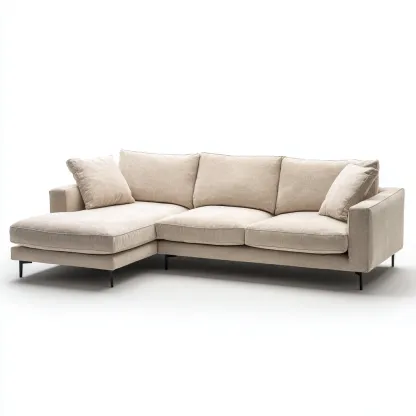 Ecksofa aus Stoff und Metall 260x160x85 cm - beige - modernes minimalistisches Design für Wohnzimmer-Warmthena