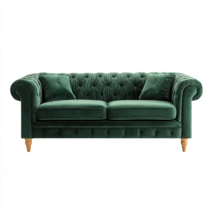 Gerades Sofa Samt 195x92x83 cm - Smaragdgrün - Chesterfield Design-Warmthena