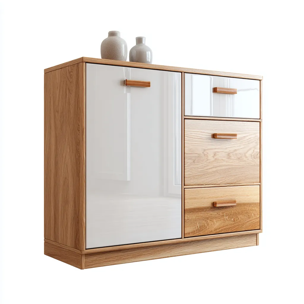 Schuhschrank Holz 100x35x90 cm - Weiß-Eiche - modern-Warmthena