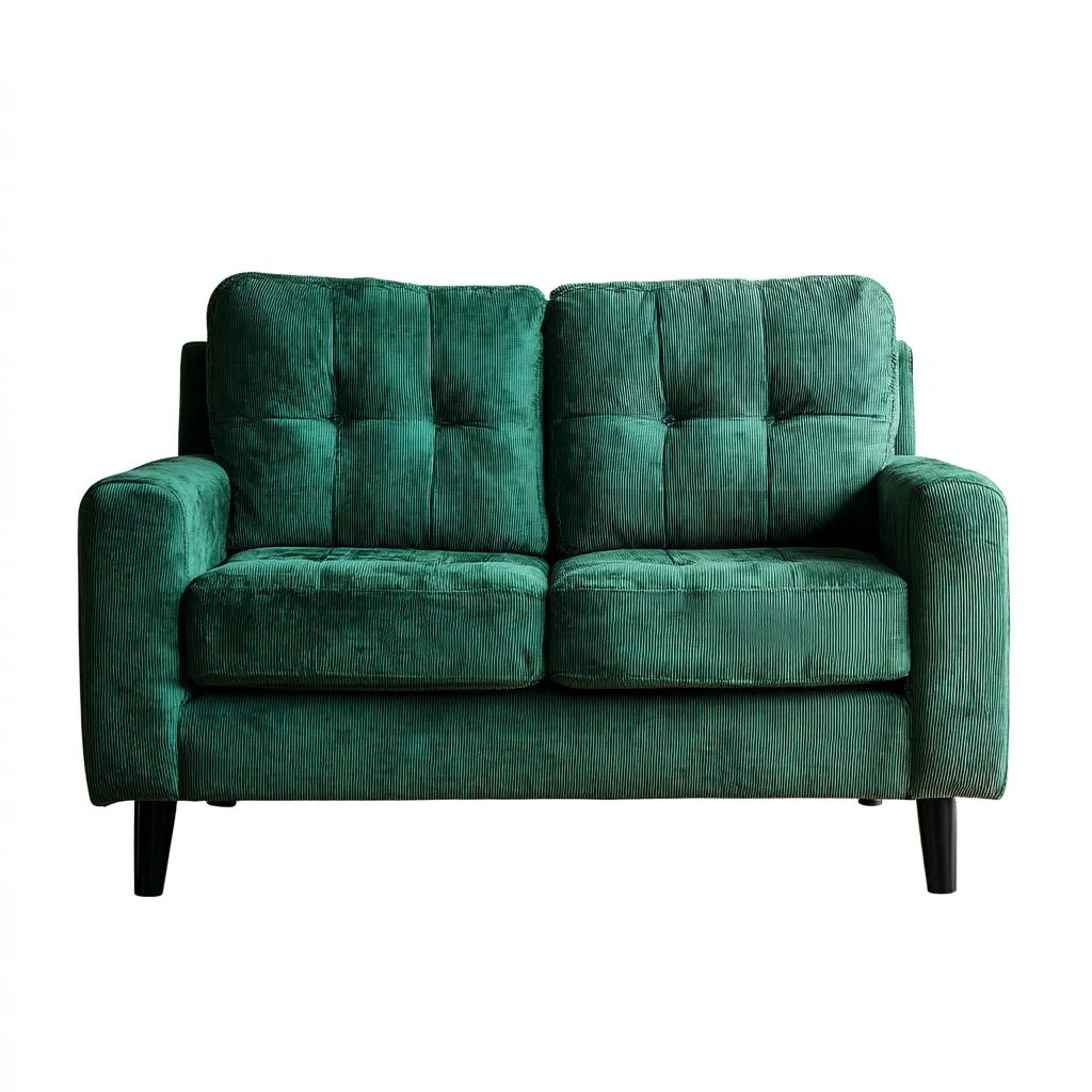 Gerades Sofa - Zweisitzer Sofa aus Cordstoff - 150x85x88 cm - Smaragdgrün - Moderner Retro-Stil mit Steppung-Warmthena