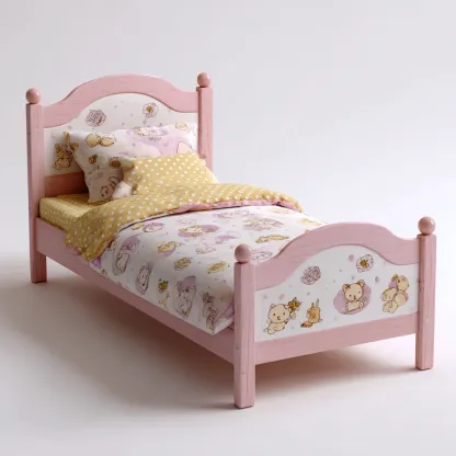 Kinderbett - Massivholz - 190x90x85 cm - Rosa-Weiß - Verspieltes Design mit kindgerechtem Motiv-Warmthena